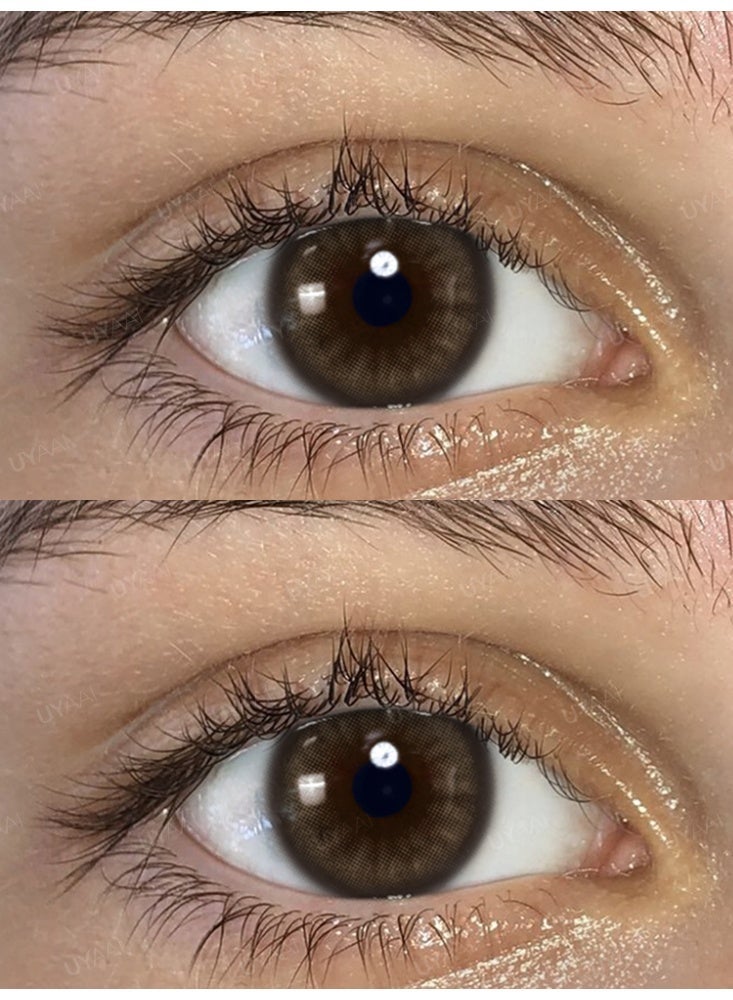 UYAAI FOG PEARL Brown Yearly Colored Contact Lenses, Unisex Cosmetic Contact Lenses, Natural Fashion Lenses, 42% Water - Image 3